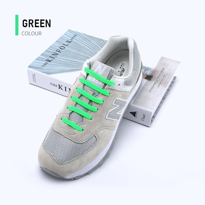 Gambar Tali Sepatu Silikon 16 PCS / Tali Sepatu Karet / NO TIE LAZY SHOELACE - Hijau dari Bandar Olahraga_NEW undefined Tokopedia