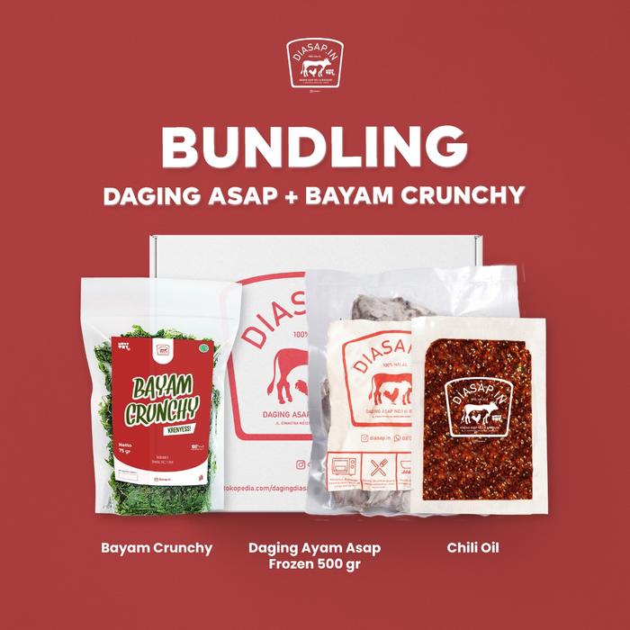 Gambar DIASAPIN - SEI AYAM | Daging Ayam Asap + Bayam Crunchy + 1 Sambal - Chili Oil dari DIASAPIN undefined Tokopedia