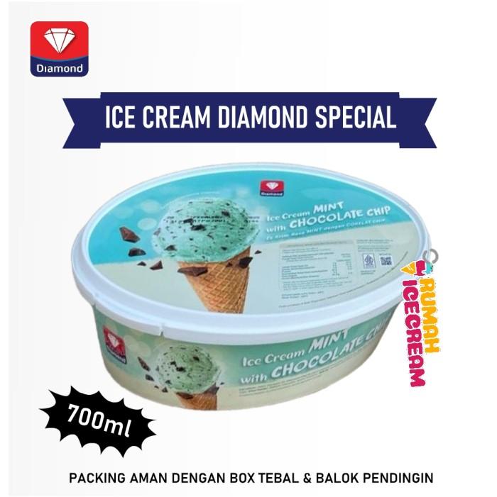 Gambar Ice Cream Diamond Special 700ML - Mint choco Chip dari Rumah Ice Cream Jakarta undefined Tokopedia
