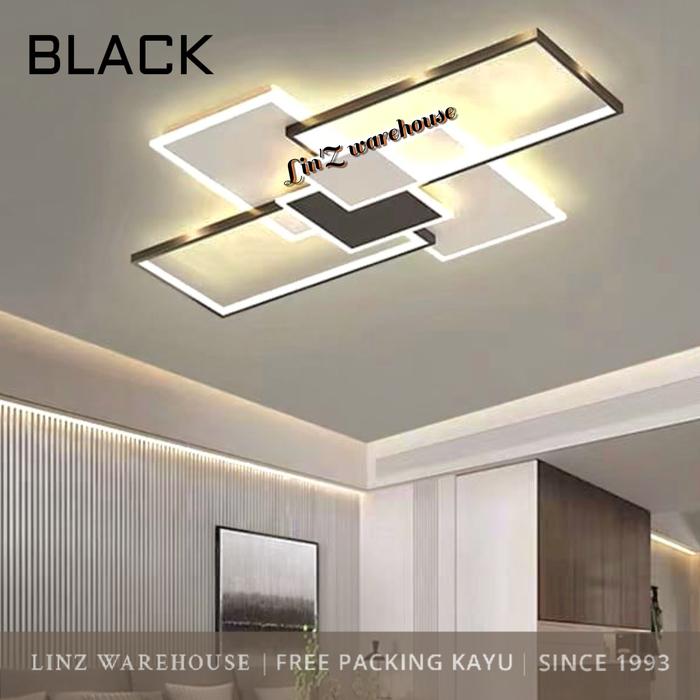 Gambar Lampu plafon MODERN MINIMALIS RECTANGLE LED REMOTE ceiling lamp - Hitam dari Lin'Z Warehouse undefined Tokopedia