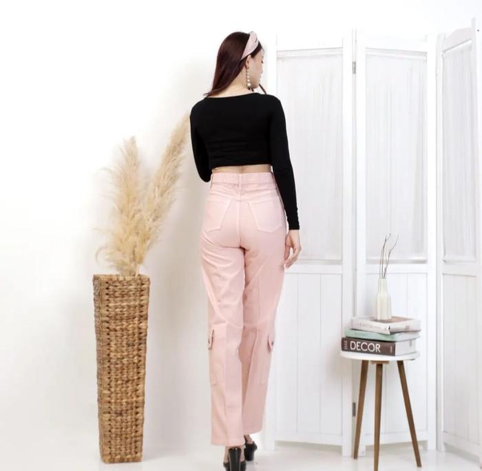 Gambar celana kargo wanita cargo jeans cargo wanita jeans - pink ktg bawah, 30 dari A R F fashion undefined Tokopedia