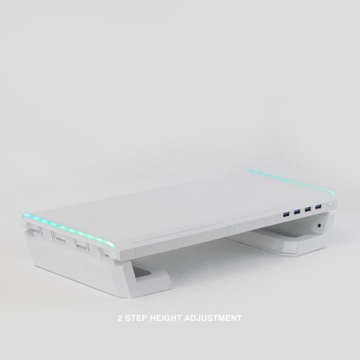 Gambar Rexus FP03 Trant PC Monitor Stand with RGB Light and 4 USB Port 3.0 Besi Hitam - Putih dari Click & Go Tokopedia undefined Tokopedia