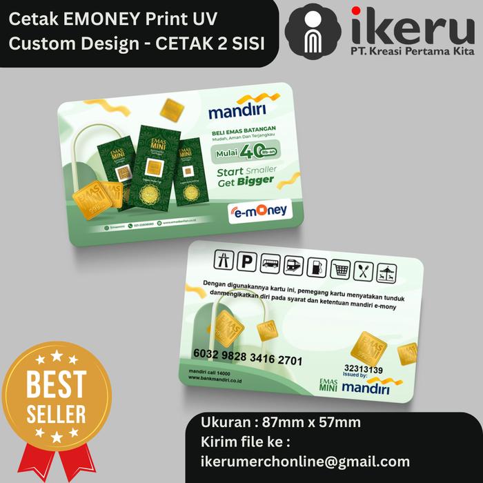 Gambar E Money Print UV Saldo 0 CETAK CUSTOM E Toll - CETAK 2 SISI dari Ikeru Merchandise undefined Tokopedia