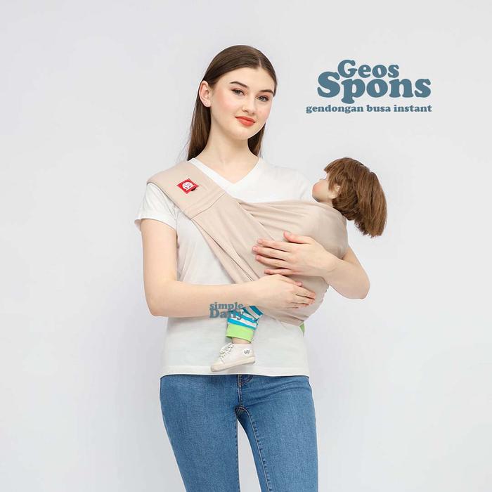 Gambar Gendongan Bayi Geos Kaos Depan Samping Instan Warna Polos dan Motif - Geos Busa Khaki, L dari simple.daily undefined Tokopedia