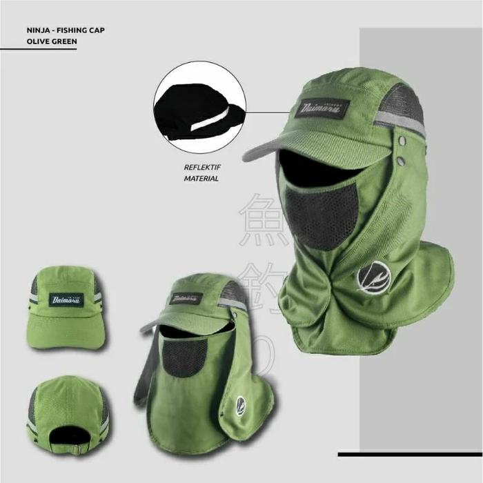 Gambar topi pancing outdoor anti panas matahari daimaru ninja fishing cap - OLIVE GREEN dari Days_fishingstore undefined Tokopedia
