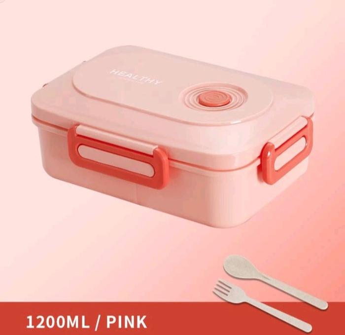 Gambar Kotak Makan Anti Tumpah 3 Sekat 1200 ml BPA Free / Lunch Box 3 Sekat - Pink dari KAWANMURAH STORE undefined Tokopedia