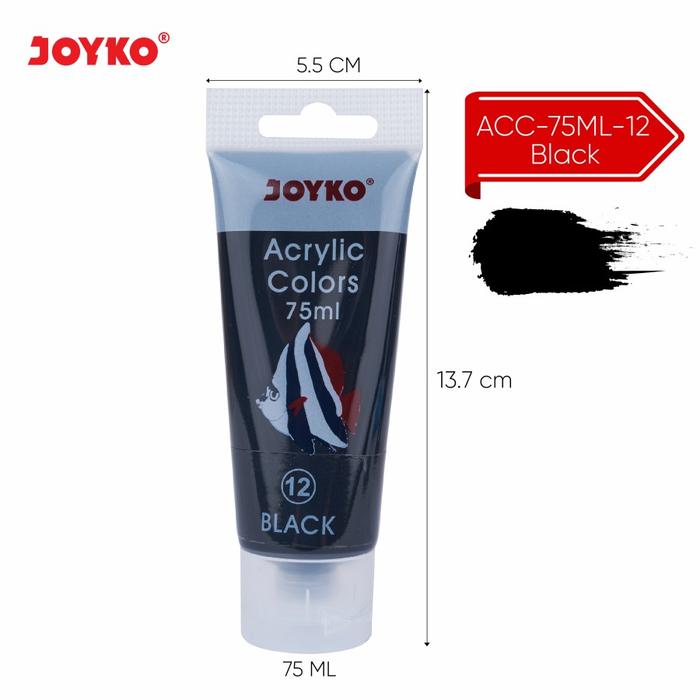 Gambar Joyko Cat Acrylic ACC-75ML / Cat Akrilik Warna 75ml - Black  dari SUKCESO Official undefined Tokopedia