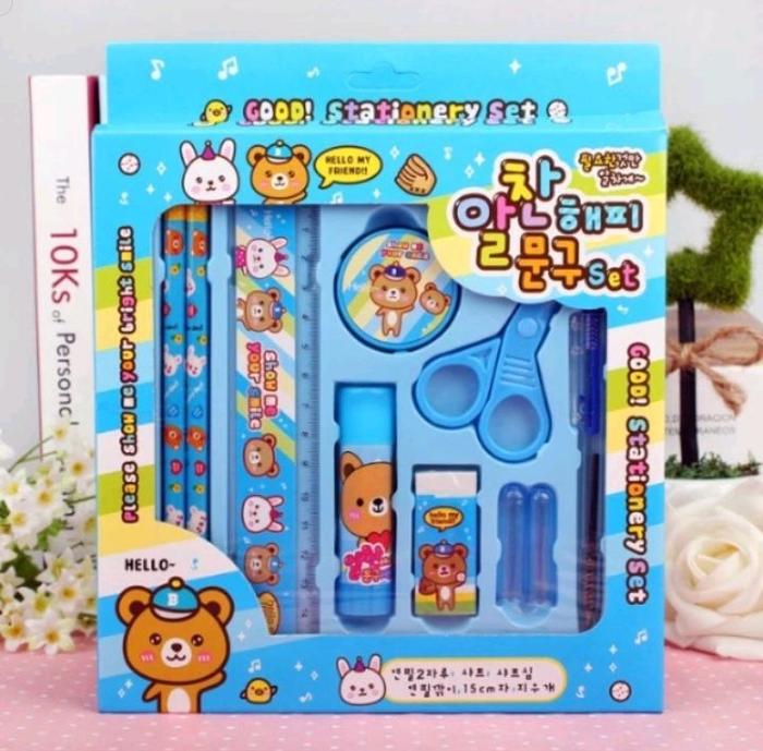 Gambar Alat Tulis Set 8 in 1 Karakter Lucu / Paket Alat Tulis Anak Sekolah - Blue dari KAWANMURAH STORE undefined Tokopedia