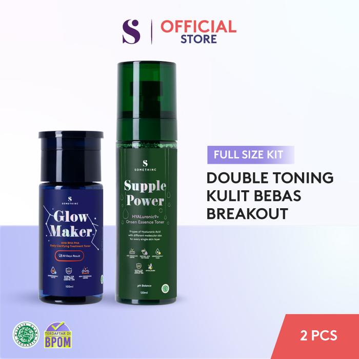 Gambar SOMETHINC [2 PCS] Double Toning Kulit Bebas Breakout - (Glow Maker Toner & Supple Power Toner) dari Somethinc undefined Tokopedia