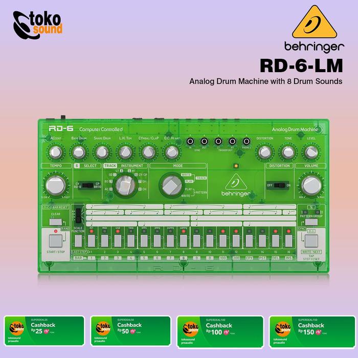 Gambar Behringer RD-6 RD6 RD 6 - Analog Drum Machine with 8 Drum Sounds - Hijau dari Tokosound Proaudio undefined Tokopedia