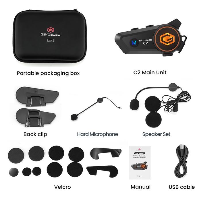 Gambar C2 Helm Headset Intercom 2 Rider IPX7 Pengurangan kebisingan Cerdas - C2,  Tidak Control dari GEARELEC AUTO undefined Tokopedia
