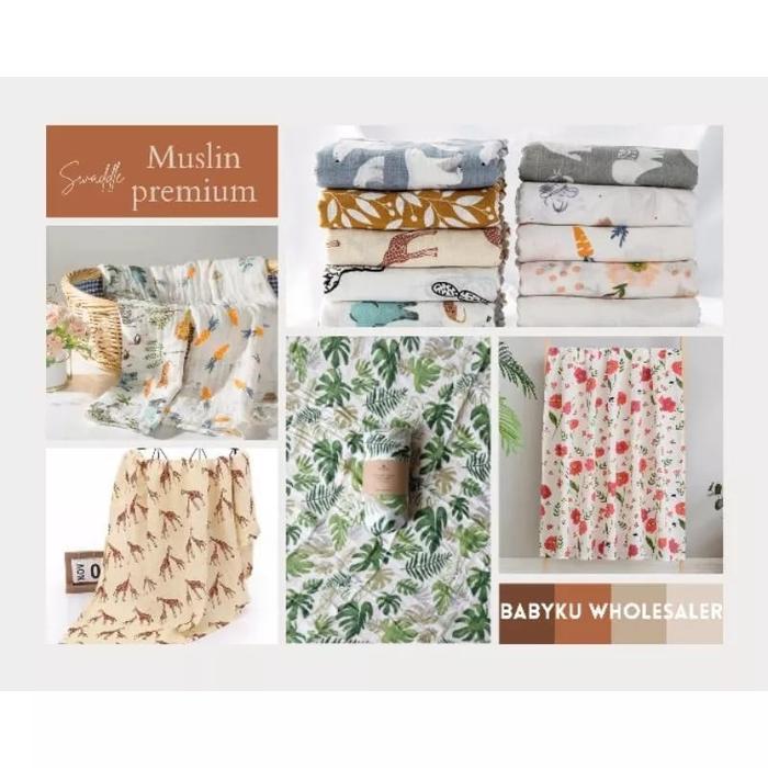 Gambar Bedong Muslin Swaddle Me Motif - Selimut Bedong Bayi Alas Tidur Bahan Katun Bantal - Random Girl dari Aurel Babyshop undefined Tokopedia