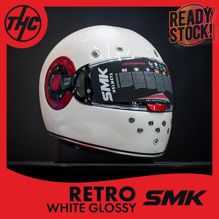 Jual HELM SMK RETRO WHITE GLOSSY FULL FACE HELMET SMK Kota