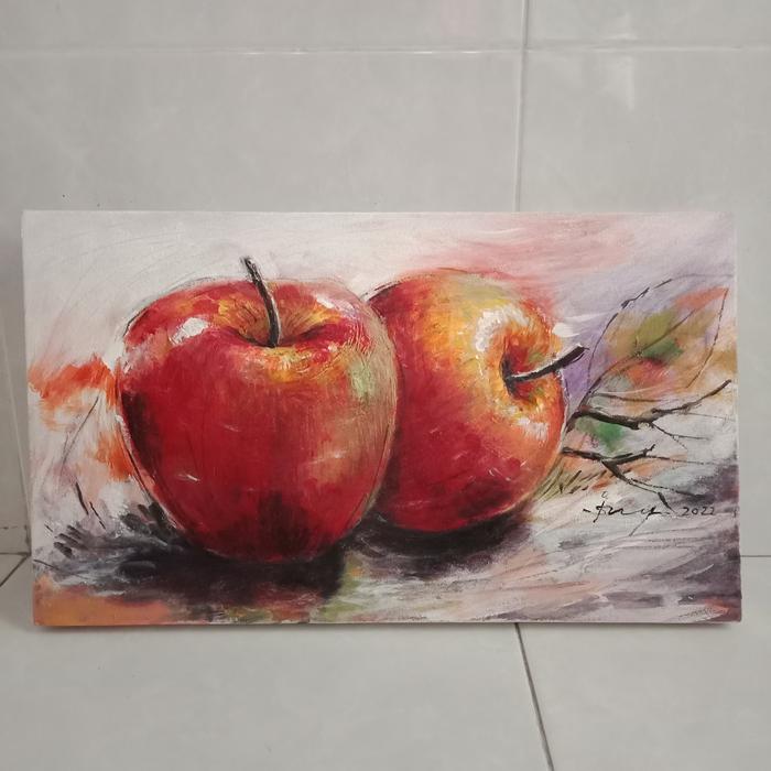 Gambar lukisan buah buahan/lukisan kanvas/lukisan tangan/lukisan dinding - Apel 30x50cm dari sartpainting undefined Tokopedia
