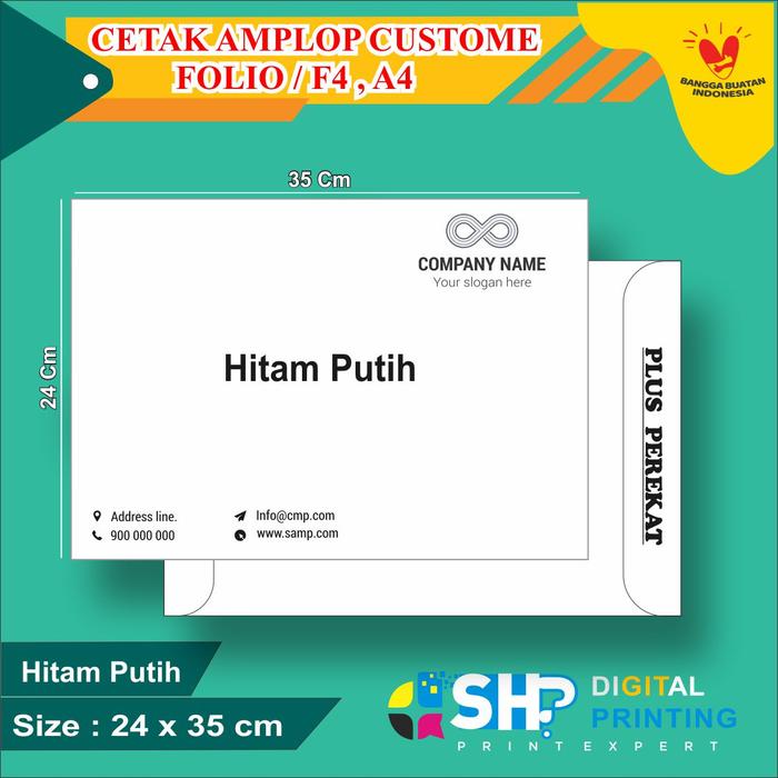 Gambar Cetak Amplop Putih A4 F4 Custom Free Desain - Hitam Putih dari SHP Sahabat Digital undefined Tokopedia