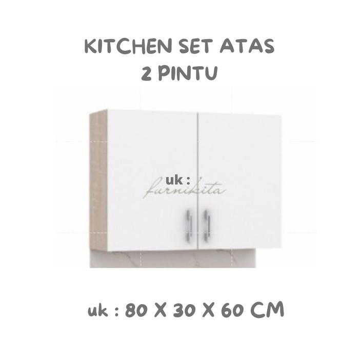 Gambar - KITCHEN SET 3 PINTU ADELIA RAK PIRING GANTUNG Furniture Minimalis [PARBUB] - 2 PT OAK WHITE dari Furnikita undefined Tokopedia