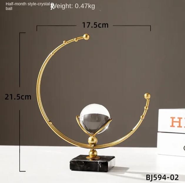 Gambar Hiasan Pajangan Meja INS Luxury Gold Leaf Crystal Ball Home Decor - HALF MOON dari PointZero Store undefined Tokopedia