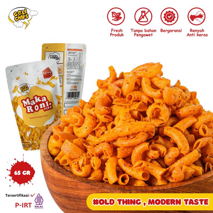 Gambar Gelichips Makaroni Pipa Rasa Spicy Camilan Kering Pedas 65 gram dari Lidigeli undefined Tokopedia