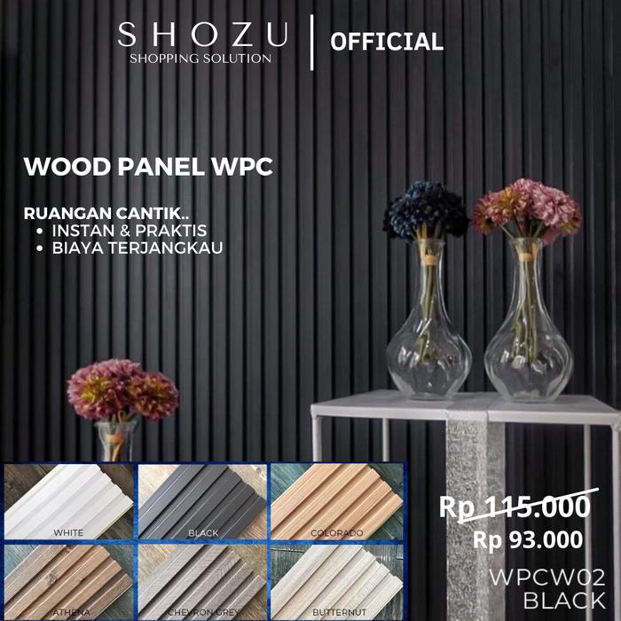 Gambar WOOD PANEL 3D WPC Wallpanel PVC Kayu Partisi Kisi Kisi 1.5M 10MM - BLACK dari Shozu Shopping Solutions Sby undefined Tokopedia