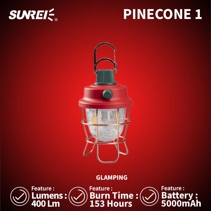 Gambar Lampu Tenda Sunrei Pinecone 1 Rechargeable Hanging Camping Lantern - Merah dari SUNREI undefined Tokopedia