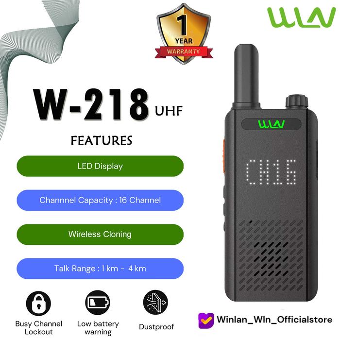 Gambar HANDY TALKY WINLAN WLN W-218 (KD-C170) UHF ISI 1PCS HITAM - Tampa Handsfree dari WINLAN WLN INDONESIA undefined Tokopedia