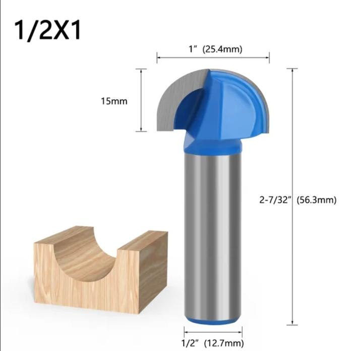 Gambar Mata Profil Router Setengah Lingkaran Round Nose Bottom Shank 1/2 - 1"(25,4mm) dari JualJadiBerkah undefined Tokopedia