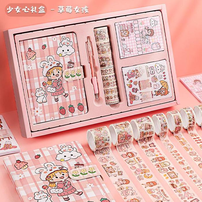 Gambar 【Cod】Paket Jurnal 8 In 1 Set Gift Box Paket Buku Harian Alat Tulis - Gadis Stroberi dari forkidanyou undefined Tokopedia