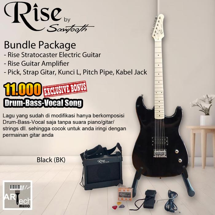 Gambar Gitar Elektrik Rise Stratocaster by Sawtooth Complete Set ORIGINAL - Black (BK) dari Artech Music undefined Tokopedia