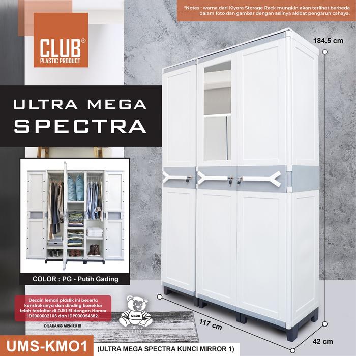 Gambar LEMARI PLASTIK 3 PINTU GANTUNG CLUB ULTRA MEGA SPECTRA LARGE CERMIN - PUTIH GADING PG, TANPA BUBBLE dari Supermarket furniture undefined Tokopedia
