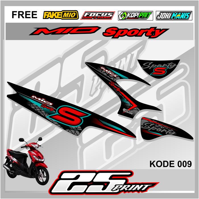 Gambar Stiker striping mio sporty 2008 2009 2010 2012 2013 - motor yamaha - HITAM MERAH dari JJR DECAL undefined Tokopedia