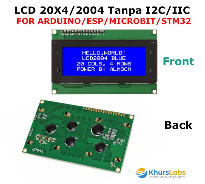 Gambar LCD 20X4 2004 Arduino Raspberry Compatible 20x04 Biru Blue & I2C - LCD 2004 dari KHURS IOT undefined Tokopedia
