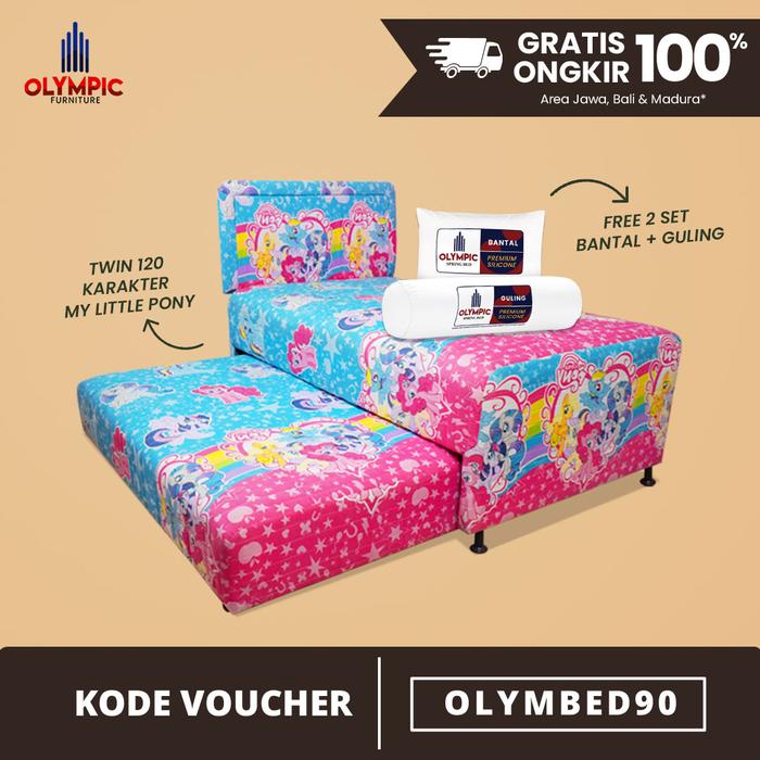 Gambar Olympic Tempat Tidur Anak Twin Bed Karakter FREE Bantal Guling - My Little Pony dari Olympic Furniture Indonesia undefined Tokopedia