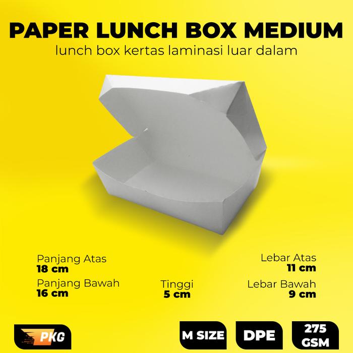 Gambar Paper Lunch Box Putih Medium - Lunch Box Kertas - Paper Lunch Ivory - DPE dari Pusat Kemasan Grosir undefined Tokopedia
