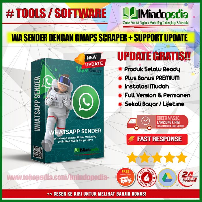 Gambar WA Sender+Gmaps Scraper | Software WA Marketing Tools WA Bulk Lifetime - LIFETIME dari Materi Cuan 88 undefined Tokopedia