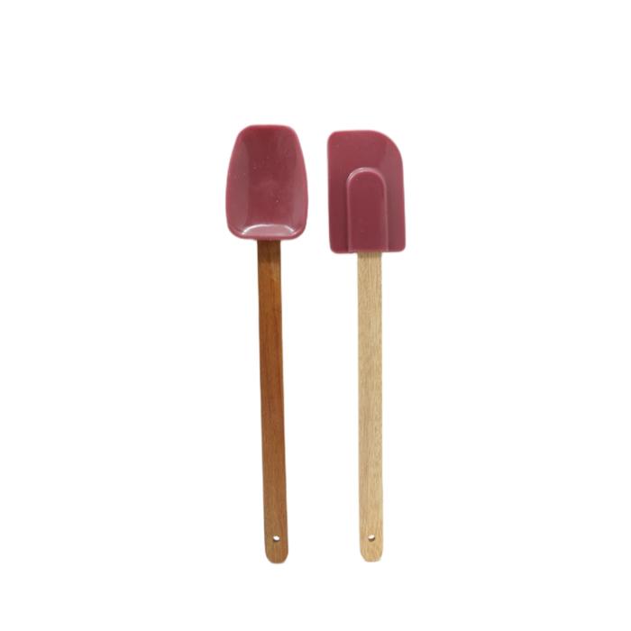 Gambar SILICONE SET OF 2 SPATULA WITH MEDIUM SCRAPPER - Merah Bata dari Cookshabit undefined Tokopedia