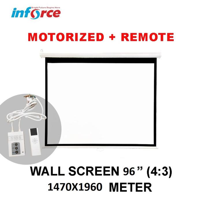 Promo Wall Screen Projector Motorized + Remote 96 4:3 / Layar Inforce ...