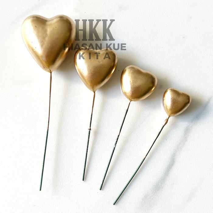Gambar 4pcs Topper Bola, topper bulat, hiasan kue bola bulat - HATI Gold dari Hiasan Kue Kita undefined Tokopedia