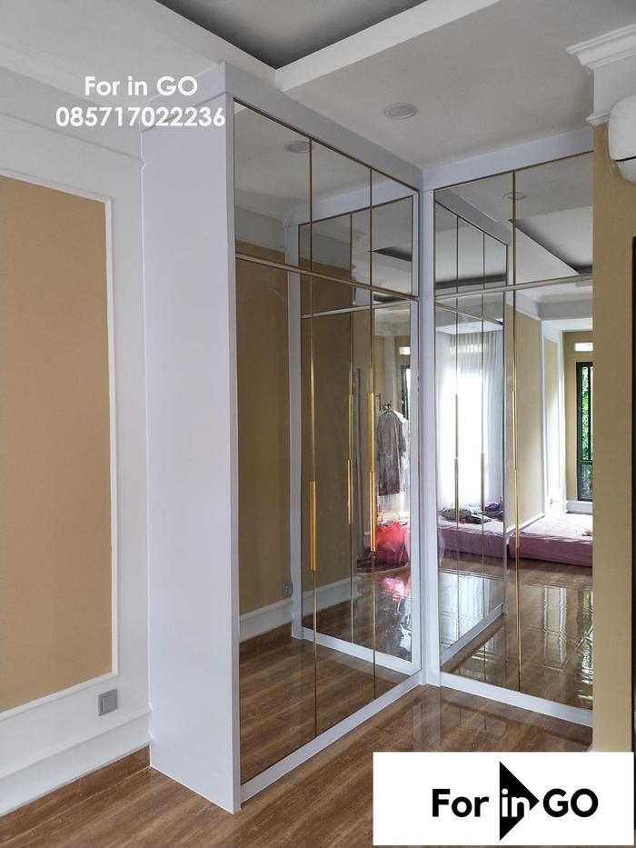Gambar Lemari pakaian Pintu Full kaca - Edging alumunium gold dari For in GO undefined Tokopedia
