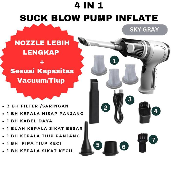 Gambar Car Home Vacuum Cleaner Penyedot Debu Mobil Portable Wireless 12000 PA - GREYSKY+2FILTER dari Universal1616 undefined Tokopedia