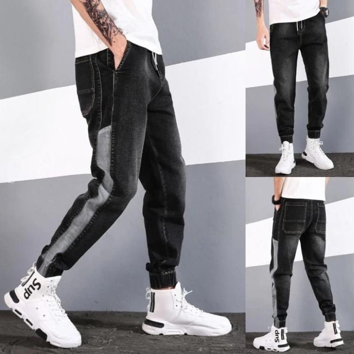 Gambar Celana Jogger pria Original joger Jeans Denim Premium Pinggang Karet - Black jazz, 38 dari Busanapriabandung undefined Tokopedia