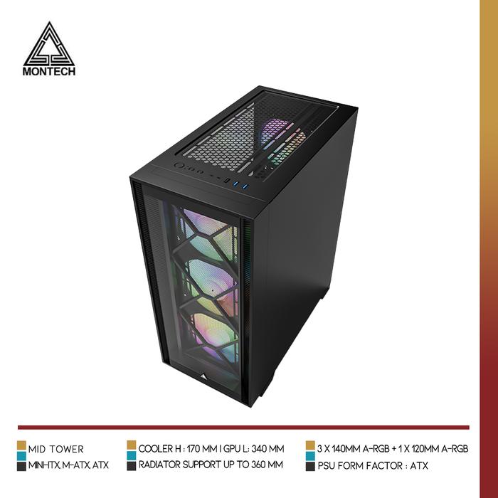 Gambar MONTECH AIR 1000 Premium | Premium Experience Extreme Cooling - Hitam dari Nano Komputer undefined Tokopedia