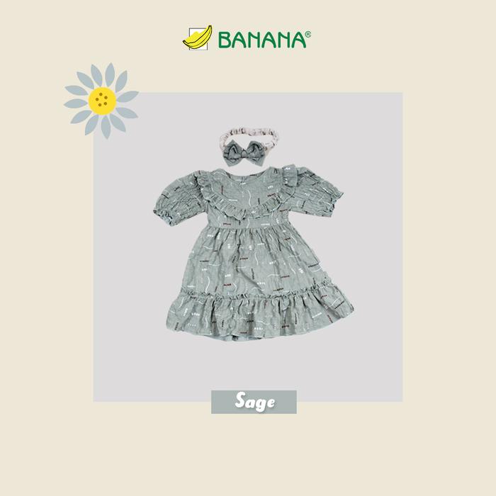 Gambar BANANA Dress Print Crinckle Bayi Perempuan + Bando - Sage, S dari BANANA Official Store undefined Tokopedia