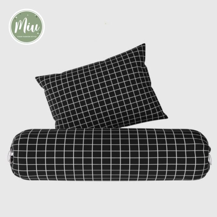Gambar Sarung Bantal Guling Kotak Aesthetic Monochrome Korean Style dari Miustore25 undefined Tokopedia