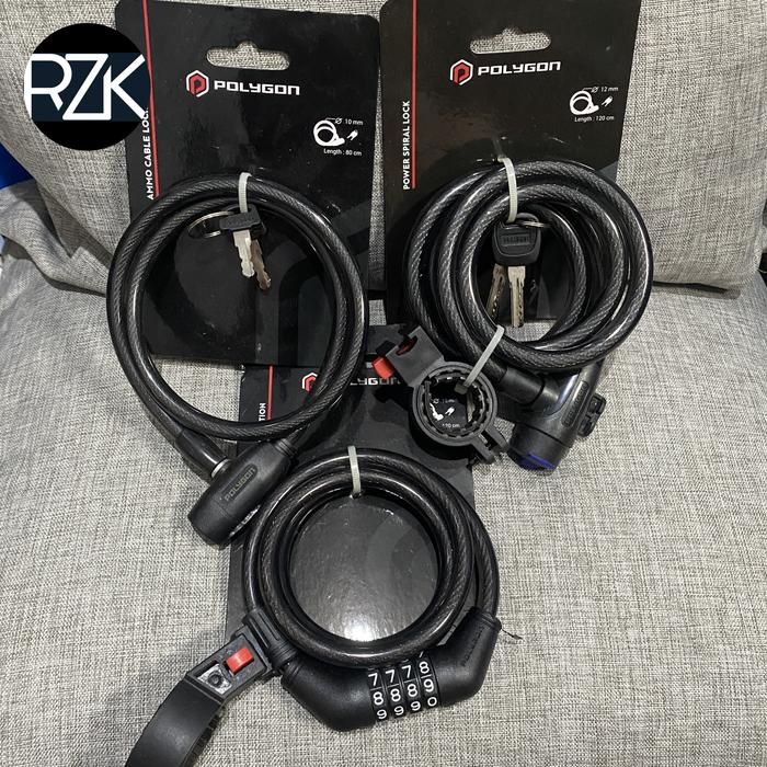 Gambar kunci gembok sepeda polygon cable lock / kunci sepeda - power spiral dari sepeda rejeki undefined Tokopedia