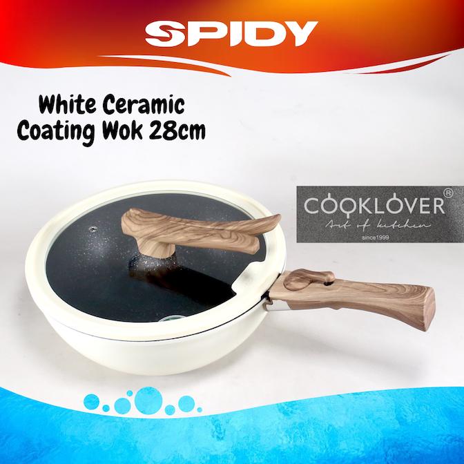 Gambar SPIDY Wajan Granit Anti Lengket 28cm CookLover Detachable Handle Steel Wok Marble - Putih dari SPIDY Home undefined Tokopedia