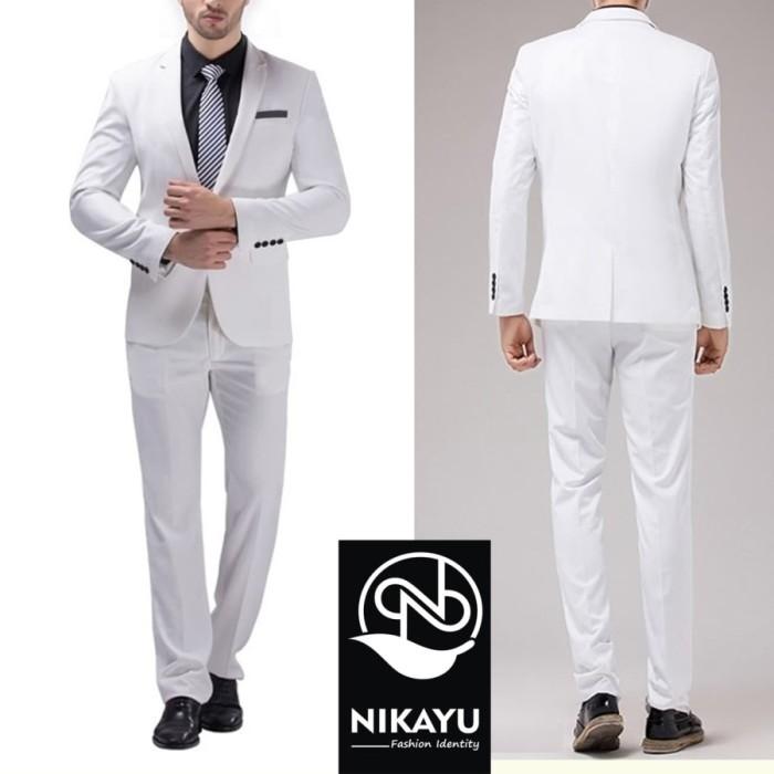 Gambar PAKET SETELAN 2in1 JAS NANSUTKAI - Blazer plus Celana Slim Fit PUTIH - S, 29 dari SLIMFIT SHOP undefined Tokopedia