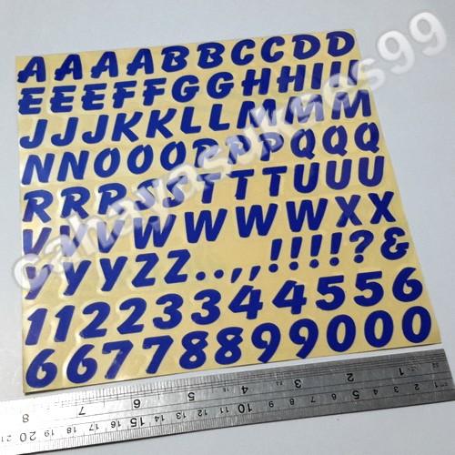 Gambar Sticker Alphabet Huruf Angka Font Miring 2cm x 1,5cm Sticker Label - Biru dari Lotto_shop undefined Tokopedia