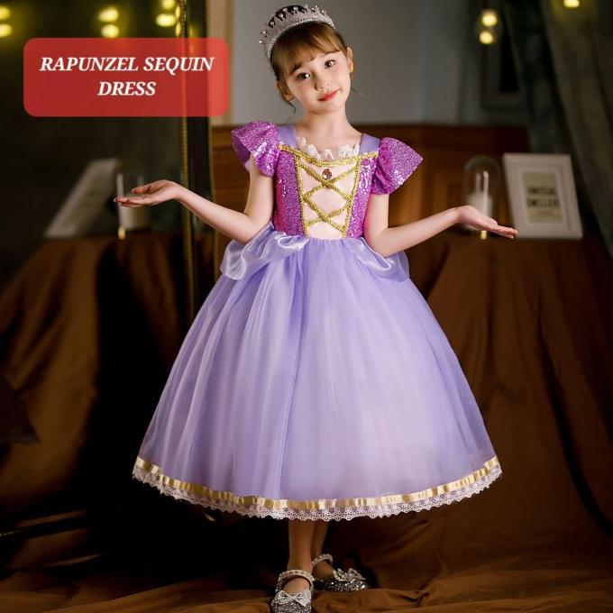 Gambar BAJUKIDDIE RAPUNZEL SEQUIN DRESS KOSTUM PRINCESS TANGLED COSPLAY IMPOR - 140 dari saiqalani57 undefined Tokopedia