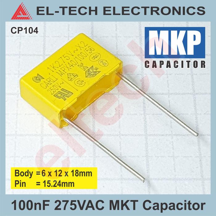 Gambar MKP 100nF 220nF 330nF 470nF 680nF 275VAC Capacitor Kapasitor - 100nF dari ELTECH online undefined Tokopedia