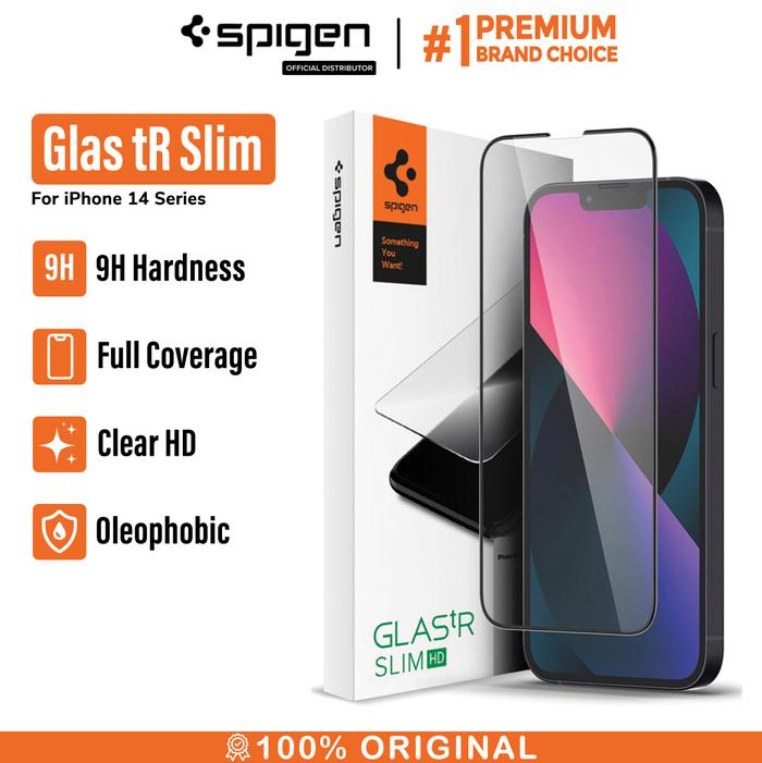 Gambar SPIGEN Tempered Glass for iPhone 14/13 Mini Pro Max Plus Glas.tR SLIM Full - FC Black, 14 / 13/13pro dari Spigen Indonesia undefined Tokopedia